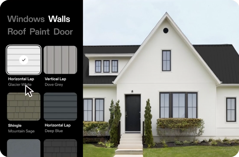 Home exterior visualizer tool - preview siding, roofing, windows and doors